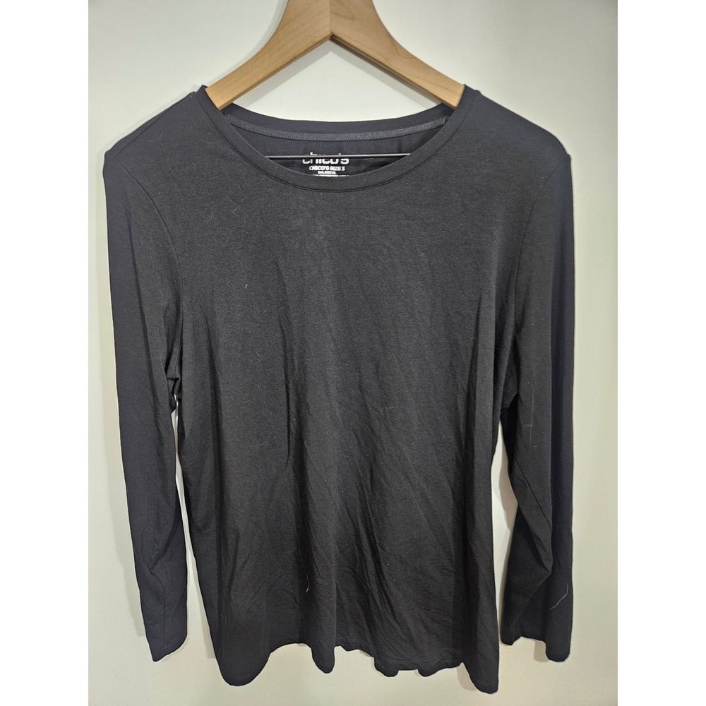 Chico's Black Pima Cotton Modal Long Sleeve Tee Crew Neck Top Size 3 XL